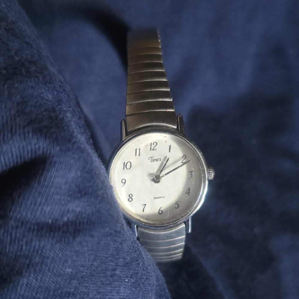 Timex Silver Watch with White Dial